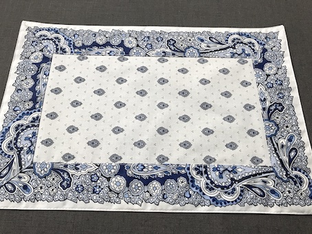 blue and white wipe over placemats